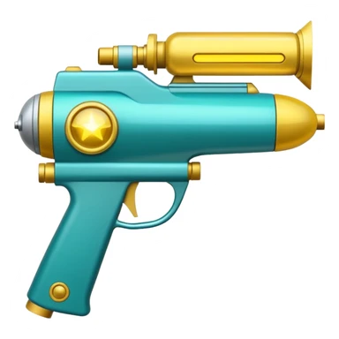 Cartoony Teal and yellow Gamma Tasman plasma ray gun sticker