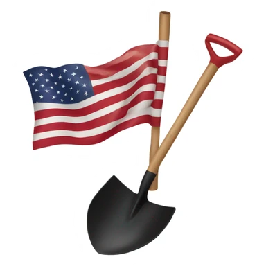 American flag connected to a black shovel sticker