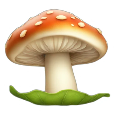 mushroom that smiles with a leaf sticker