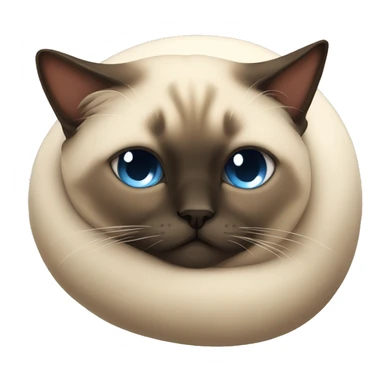 fluffy siamese cat curled up sleeping sticker