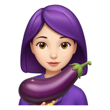 Naked woman with hand around eggplant  sticker