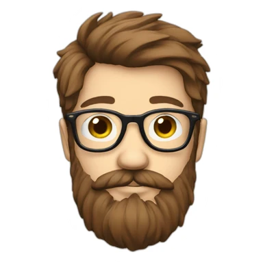 beard hipster glasses adult white brown hair sticker