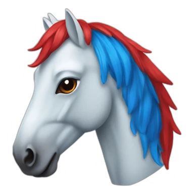 un cheval avec des oreilles rouges et bleu sticker