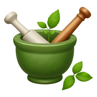 mortar and pestle with leaves sticker