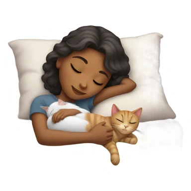 girl sleeping with cat sticker