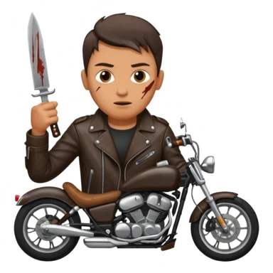 یکموتور سوار باصورت زخمی که چاقو دستش هست موتوری هم مردباشه sticker