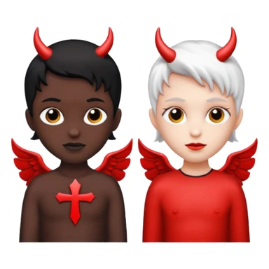 create a angel and devil in one emoji sticker