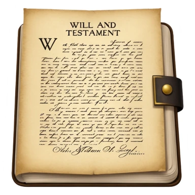 A will and testament paper with a signature sticker