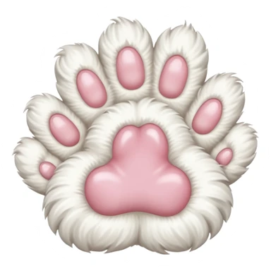 Fluffy white cat paw with six toes sticker