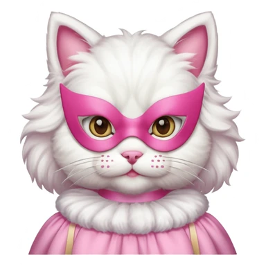 a white cat with pink mask and dress
 sticker