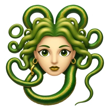 The Sicilian Medusa in gold and green and make the snake hair have snake faces  sticker