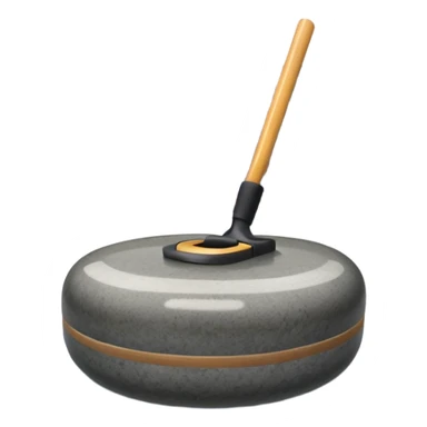An icon showing a detailed close-up of a curling stone sliding across the ice, with a broom in motion beside it. The background features an indoor stadium with cheering spectators on the stands. Transparent background captures the strategy and focus of curling. sticker