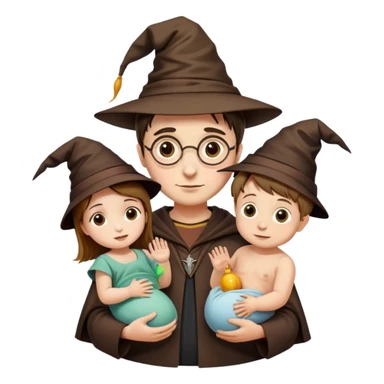 Woman with man and baby, baby in the sorting hat and looks like Harry Potter  sticker