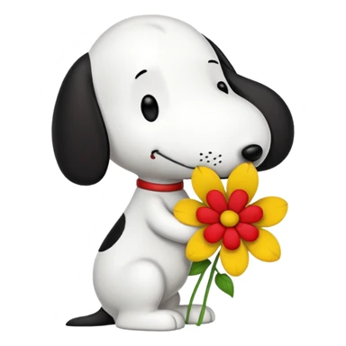 snoopy kissing flowers emoji sticker