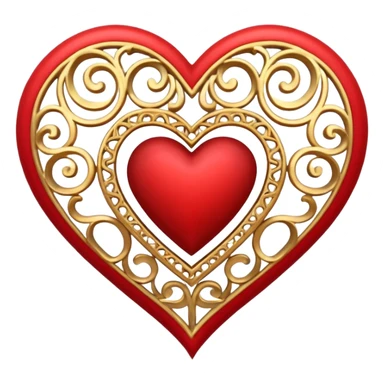 filigree valentine heart design, 3D, very detailed, empty center sticker