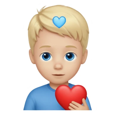 boy 2 years blonde hair blue eyes with heart sticker