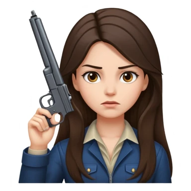 A brunette with long hair girl who is about to kill herself witha gun pointed at her temple sticker