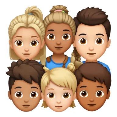 group of children's heads with various hairstyles, fun and diverse sticker