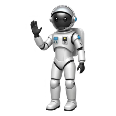 retro robot Astronaut in white EVA suit with silver visor helmet sticker