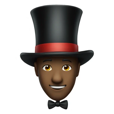 squinting with a top hat sticker