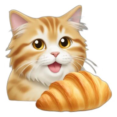 a siberian cat eating a croissant sticker