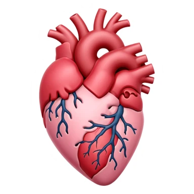 Anatomical heart, soft pink, light, iOS emoji style, variation 4 sticker