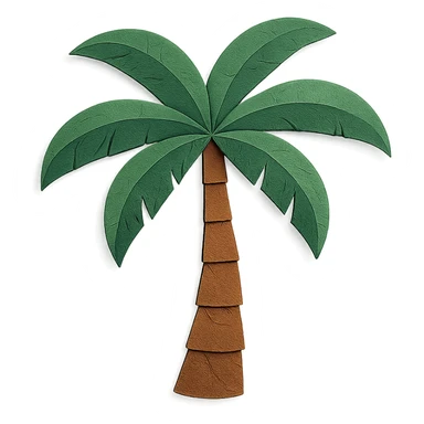 palm tree with layered paper effect on a white background, paper-craft style sticker