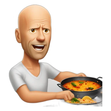 Bruce willis mange une paella sticker
