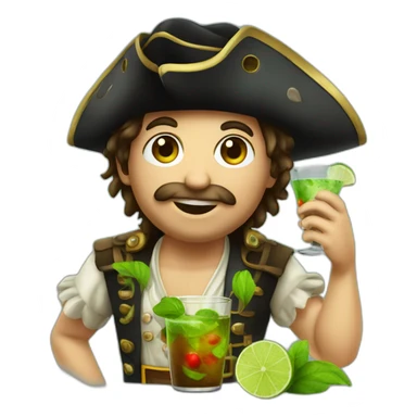 young italian pirate drinking mojito sticker