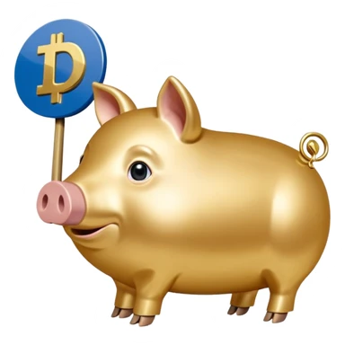 Ein stilisiertes Sparschwein, in das von oben eine Münze fällt. Daneben oder leicht dahinter ein kleines Schild, das Sicherheit symbolisiert. sticker