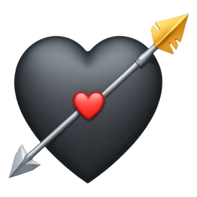 Black heart with cross arrow. Don't use red colour . Use normal Arrow which goes from one side and come out of other . Don't use fancy arrow. Make it that it goes from bottom right to come on top left. Don't use red colour. Use only one arrow 💘 sticker