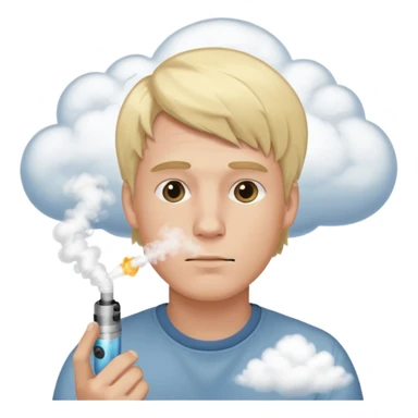 vaping male with blonde hair cloud of vapor sticker