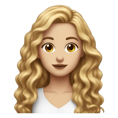 White female with long brown wavy hair long eyelashes beautiful face  sticker