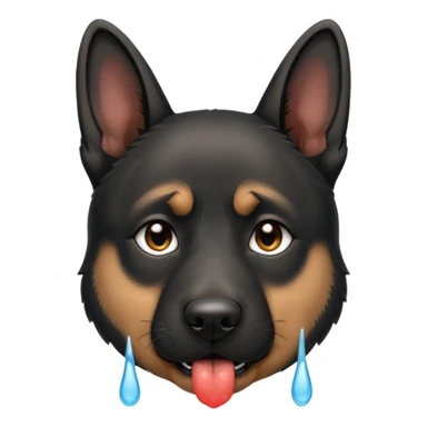 all black german shepherd face crying large tears looking sad sticker
