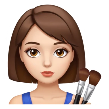 ragazza con i capelli marroni a caschetto che si trucca sticker