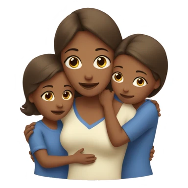 mother hugs two daughters sticker