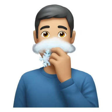 Man sniffing snowflake sticker