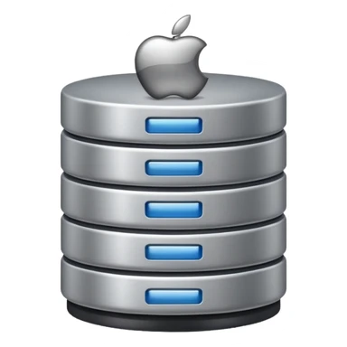 database emoji, classic server stack, metallic, clean look, apple style sticker