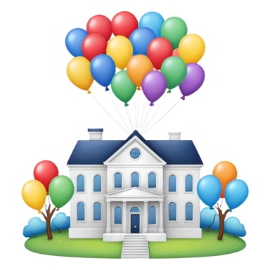 beije house flying with baloons sticker