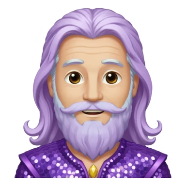 Jupiter, God of the Sea from Gods and Goddesses with long white hair and beard, lilac sequin outfit sticker