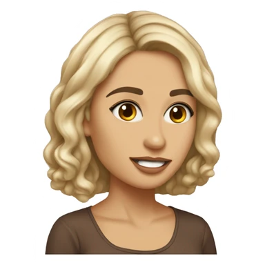 garota morena olhos maron cabelo no onbro castanho pele bege clara com um goldem sticker