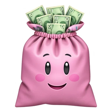 Forest Green Australian $100 long rectangle money notes overflowing in a pink sack sticker