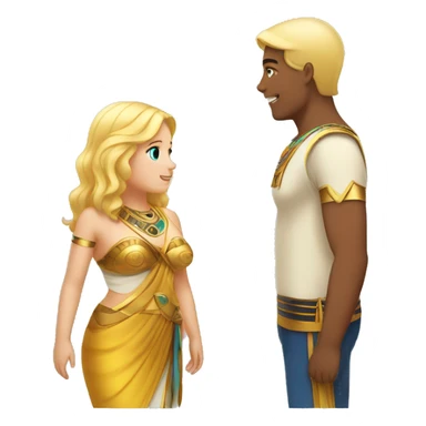 chubby girl with blond highlights talking to an egyptian man sticker
