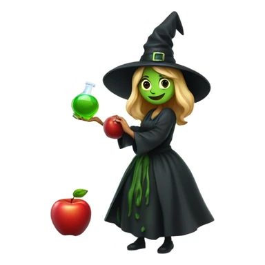 witch in Kitchen and apple poison sticker