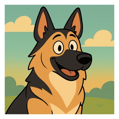 a German sheepdog, cartoon style, colorful, friendly, simple shapes sticker