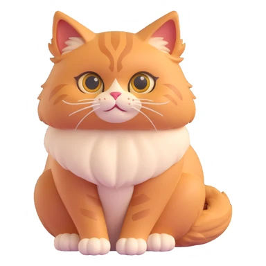 3d style cat, sitting, fluffy, big eyes sticker
