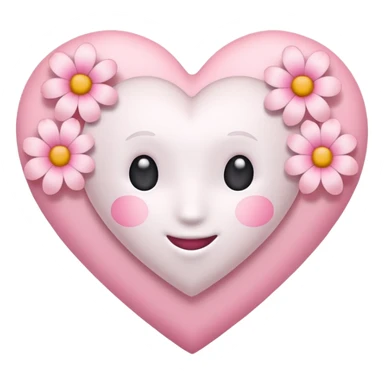 Emoji white heart with pink flowers sticker