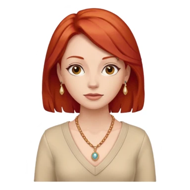 lady-in-beige-clothes-,-red-hair,-wearing-necklace sticker