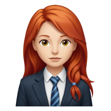 long red haired woman with tie and blazer sticker