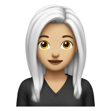 white woman with split dye hair. left half is red, right half is black.  sticker